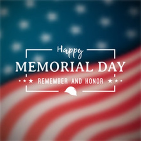 United States flag imagery with memorial day written text